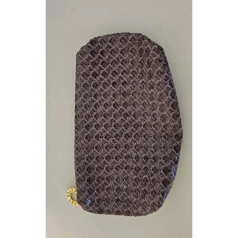 Estee Lauder Cosmetic Bag Purple Woven Pattern Zipper Closure